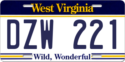 WV license plate DZW221