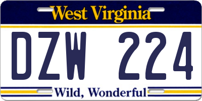 WV license plate DZW224