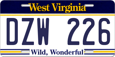 WV license plate DZW226