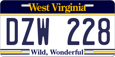 WV license plate DZW228