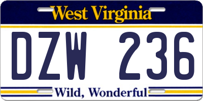 WV license plate DZW236