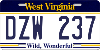 WV license plate DZW237