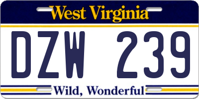 WV license plate DZW239