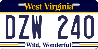 WV license plate DZW240