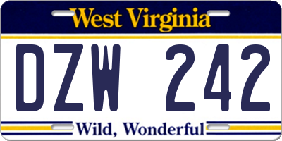 WV license plate DZW242