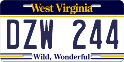 WV license plate DZW244