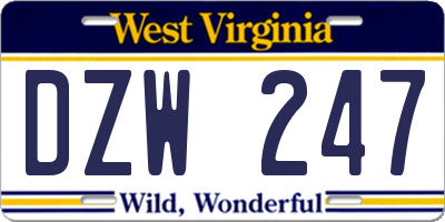 WV license plate DZW247