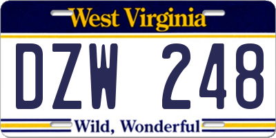 WV license plate DZW248