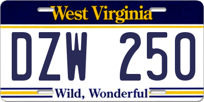 WV license plate DZW250