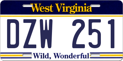 WV license plate DZW251