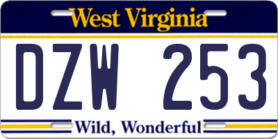 WV license plate DZW253