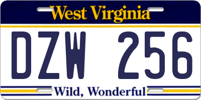 WV license plate DZW256