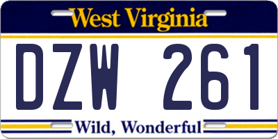 WV license plate DZW261