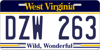 WV license plate DZW263