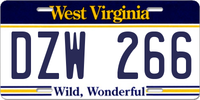 WV license plate DZW266