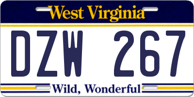 WV license plate DZW267