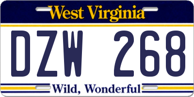 WV license plate DZW268