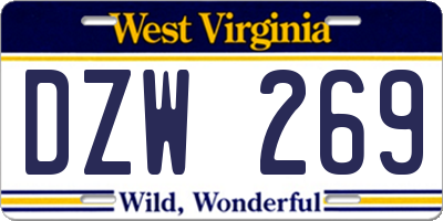 WV license plate DZW269