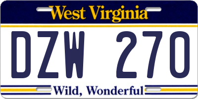 WV license plate DZW270