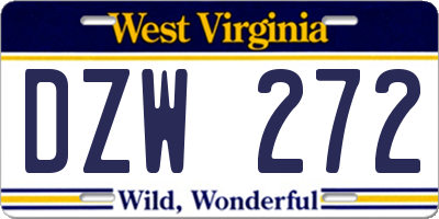 WV license plate DZW272