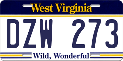 WV license plate DZW273