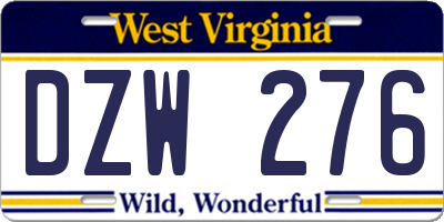 WV license plate DZW276