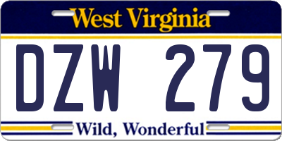 WV license plate DZW279