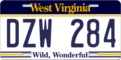 WV license plate DZW284