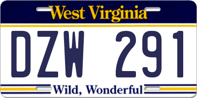 WV license plate DZW291