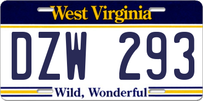 WV license plate DZW293