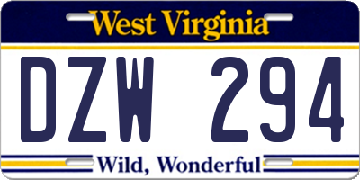 WV license plate DZW294