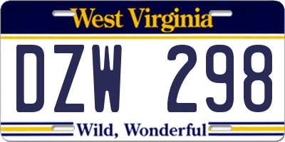 WV license plate DZW298