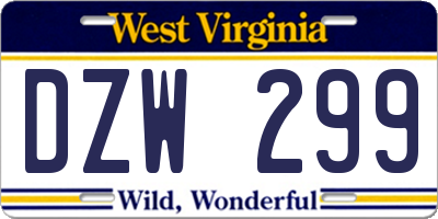 WV license plate DZW299