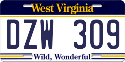 WV license plate DZW309