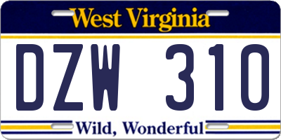 WV license plate DZW310