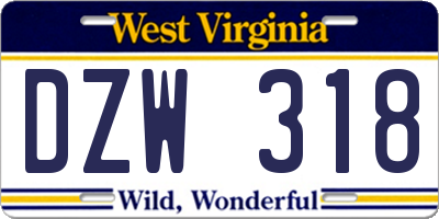 WV license plate DZW318