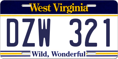 WV license plate DZW321