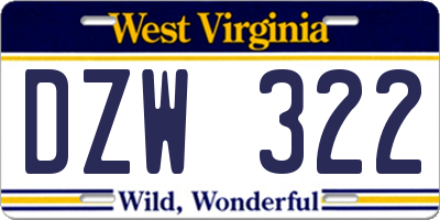 WV license plate DZW322