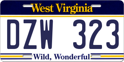 WV license plate DZW323