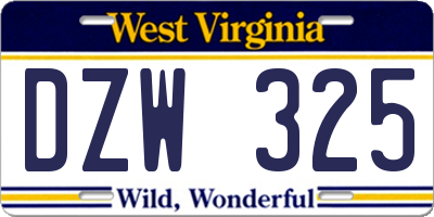 WV license plate DZW325