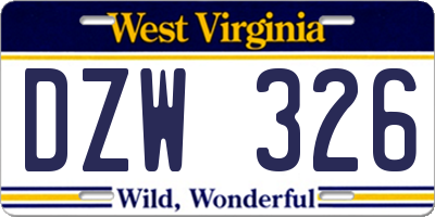 WV license plate DZW326