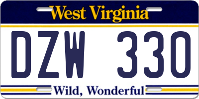 WV license plate DZW330