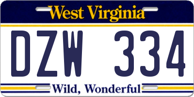 WV license plate DZW334