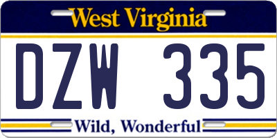 WV license plate DZW335