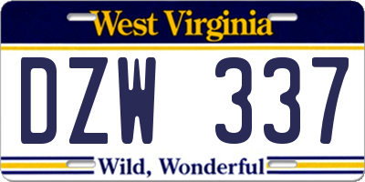 WV license plate DZW337