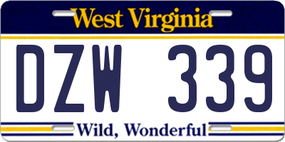 WV license plate DZW339