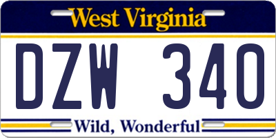 WV license plate DZW340