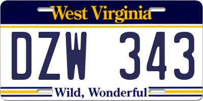 WV license plate DZW343