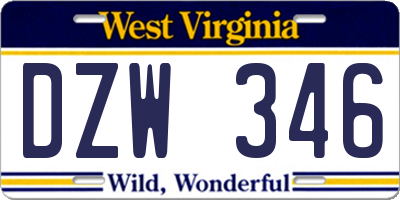 WV license plate DZW346