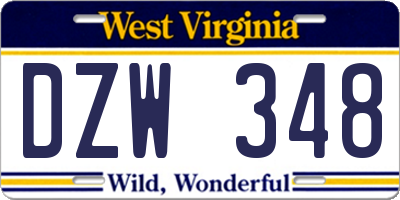 WV license plate DZW348